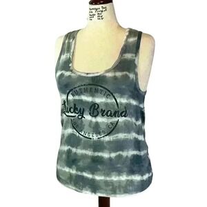 Lucky Brand Tank Top Women's Gray Striped‎ Sleeveless Casual Top